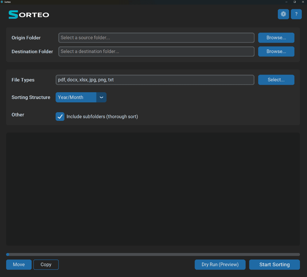Screenshot of the Sorteo application